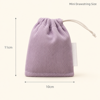 Pochette Mini en Velours Côtelé Personnalisable avec Étiquette Couleur, Fermeture à Cordon Réglable pour Pièces de Monnaie, Écouteurs, Bijoux, Cosmétiques et Petits Objets
