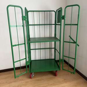 जापानी शैली भारी शुल्क पाउडर लेपित स्टील रोल कंटेनर ट्रॉली कंटेनर ट्रॉली फोल्डेबल स्टैकयोग्य डिजाइन गोदाम के लिए - Product Image 2