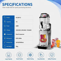 Machine à Granita Multifonctionnelle 12L pour Professionnels, Monobac, Nettoyage à une touche, pour Jus et Cocktails