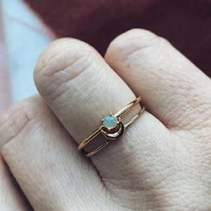 S925 perak murni cincin tumpuk bulan dengan cincin <span class=keywords><strong>opal</strong></span> alami pertunangan untuk wanita - Product Image 1