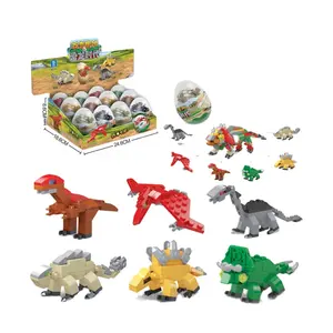 Bloques de plástico ABS para niños, caja de exhibición de huevos torcidos, dinosaurios, juguetes educativos, 5 cajas SL 12