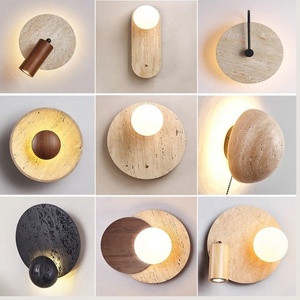 Lámpara de Pared de Travertino Estilo Wabi Sabi, Aplique de Piedra Natural con LED <span class=keywords><strong>CCT</strong></span> Blanco Cálido para Dormitorio, Hotel, Sala de Estar, Mesita de Noche - Product Image 4