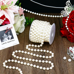 Chaîne de perles d'imitation 8 mm, guirlande blanche ABS haute brillance pour décoration de <span class=keywords><strong>mariage</strong></span> romantique, bouquet floral, emballage cadeau, 15 m - Product Image 1