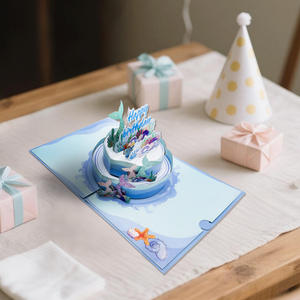 Nuova fornitura 3D Pop-Up torta sirena biglietto <span class=keywords><strong>di</strong></span> <span class=keywords><strong>auguri</strong></span> <span class=keywords><strong>di</strong></span> <span class=keywords><strong>auguri</strong></span> <span class=keywords><strong>di</strong></span> carta <span class=keywords><strong>di</strong></span> <span class=keywords><strong>compleanno</strong></span> con torta dell'oceano - Product Image 2