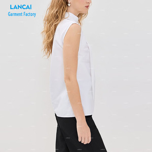 Tops de moda de algodón 100% personalizados para mujer elegante sin mangas camisa de encaje para mujer otoño Tops camisas - Product Image 2