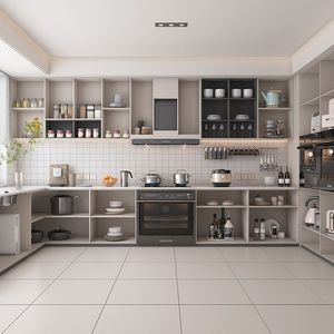 <span class=keywords><strong>Cuisine</strong></span> blanche sans poignées avec garniture en cuivre, hotte <span class=keywords><strong>Miele</strong></span>, cuisinière à gaz, étagère LED sous armoire en bois foncé, <span class=keywords><strong>cuisine</strong></span> en contreplaqué RTA sur mesure - Product Image 3