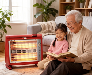 Chauffage au quartz pour usage domestique QH-160B 1600W 4 lampes, interrupteur de sécurité anti-renversement, boîtier froid au toucher, pour personnes âgées et enfants - Product Image 1