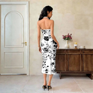 Robe nuisette à col licou imprimé floral, coupe ajustée, taille haute, pour l'été, pour femmes, tailles S-2XL-XXL, Europe, Amérique, Asie du Sud-Est - Product Image 2