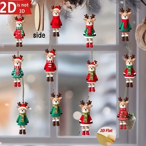 YODA Nouveaux 12 Pendentifs en Bois Renne de Noël Style Américain Décorations de Noël Chinoises pour <span class=keywords><strong>la</strong></span> Maison à Suspendre avec Corde - Product Image 4