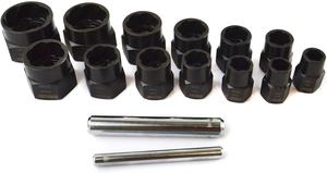 15pc 3/8 "1/2" Dr Bolt <span class=keywords><strong>Écrou</strong></span> Twist Socket Wheel Lock Nut Remover Extractor 9-27mm - Product Image 2