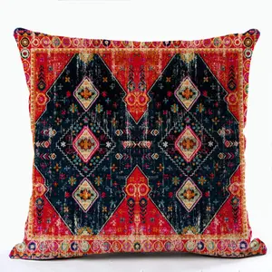 45*45厘米土耳其Kilim方形靠垫波西米亚几何亚麻枕套阿兹特克印花民族部落沙发扔枕套
