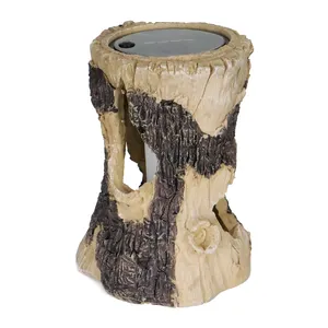 GL6069F Solar Resin 20 LED Simulation Stump Flame Light Flickering Stump on Fire Torch Lights for Patio Deck Decoration