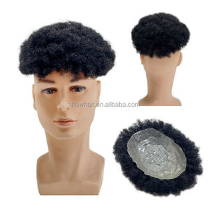 Vente en gros 100% <span class=keywords><strong>cheveux</strong></span> humains Topper Afro bouclés/droits peau mince Pu Buzz Cut hommes perruque toupet système de remplacement de <span class=keywords><strong>cheveux</strong></span> pour hommes noirs - Product Image 1