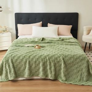 Accogliente coperta in pile Jacquard a scacchi moderna Super morbida, coperta per divano, coperta da viaggio per casa