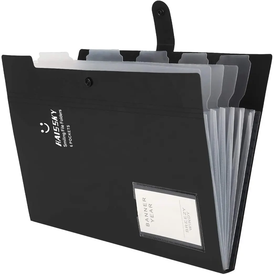 Custom A4 Letter Size Expanding File Folder with 6 Pockets as Accordion Folder Paper Organizer