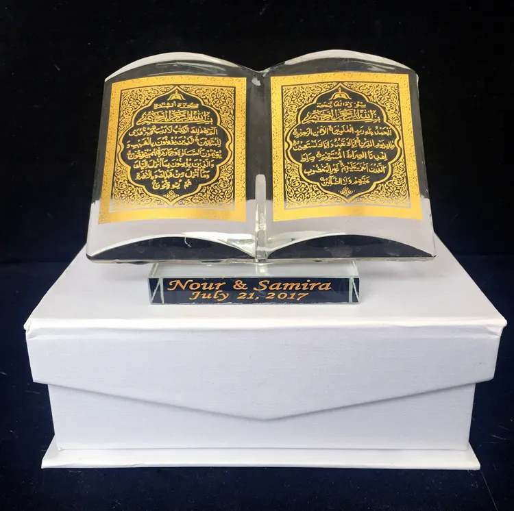 Personalizzati di Cristallo di Vetro quran islamico regali MH-G0426