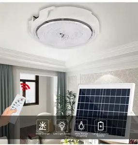 室内太阳能吸顶灯带遥控防水吸顶灯室内室外太阳能灯家用住宅