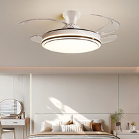 Ventilateur de plafond à lampe LED sans lame rétractable de 42 pouces avec lumière variable et moteur invisible télécommandé
