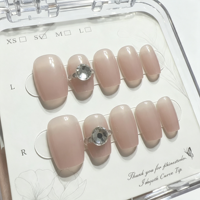 Ongles artificiels français courts en ABS à couverture complète avec colle, 10 pièces pour doigts
