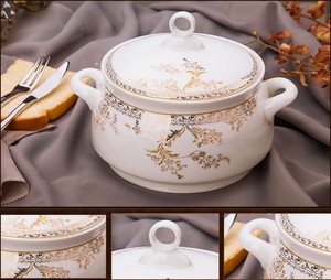 2025 Hot Bán jingdezhen xương sứ Bộ đồ ăn cổ điển 56-mảnh Bộ đồ ăn với đũa thân thiện với môi và thả - Product Image 5
