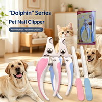 Patentierte Delfin-förmige Krallenschere für Katzen & Hunde mit PP-TPR-Griff, Legierungsstahlklinge, Rutschfestes Pflegewerkzeug mit Nagelfeile