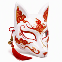 Masque Kitsune japonais original pour cosplay de renard Kabuki, design thermoformé intégral pour un ajustement confortable