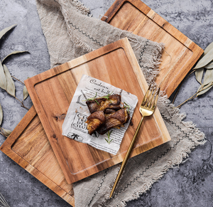 จานไม้กระถินเทศสำหรับสเต็กและอาหารอื่นๆ ชุดอาหาร<span class=keywords><strong>ส</strong></span>เต็กแบบตะวันตก - Product Image 3