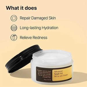 Label privé Soins de la peau 92% Escargot Hydratant pour la peau Blanchiment lisse Éclaircit Raffermissant Hydratant au collagène <span class=keywords><strong>4</strong></span> en 1 <span class=keywords><strong>Crème</strong></span> pour le visage - Product Image 1
