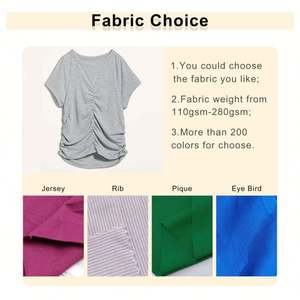 Tops cortos para mujer, camiseta plisada de manga corta con cuello redondo, camiseta de manga corta plisada de verano, camiseta informal ajustada de algodón para mujer - Product Image 3