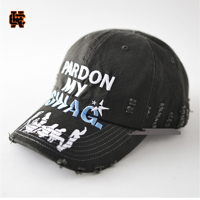 Gorra de Béisbol Desgastada Pardon My Swag para Hombre y Mujer, Gorra Negra Vintage con Efecto Desgarrado, Estilo Hip Hop, Ajustable, Nuevo Estilo