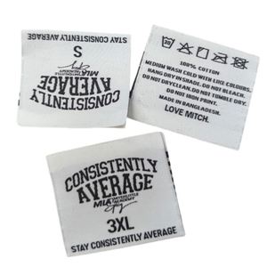 Etiquetas de Cuidado Personalizadas para Ropa con Logotipo, Etiquetas Termoadhesivas para Dobladillo, Etiquetas de Talla de Tela, Etiquetas Tejidas para Ropa - Product Image 1