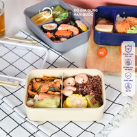 Boîte à lunch rectangulaire portable et réutilisable SB TECH 1000 ml en plastique, micro-ondable, 2 compartiments, finition mate, style coréen, détachable