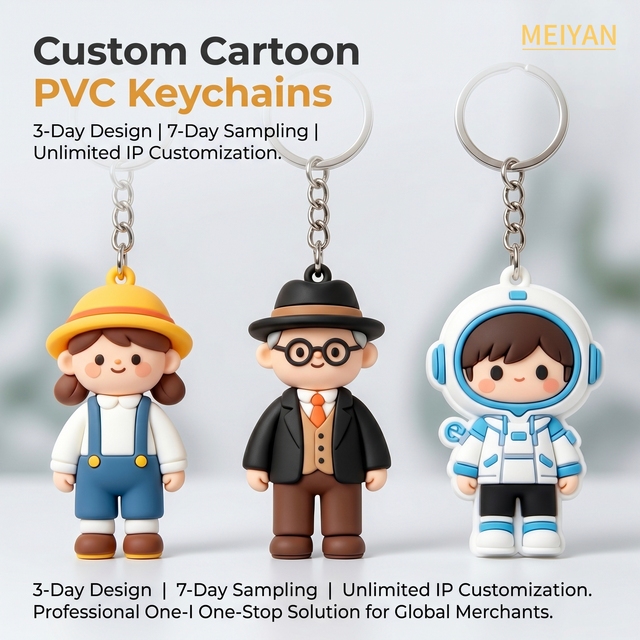 MEIYAN OEM/ODM 1:6 Scale PVC Keychain Custom Soft Rubber Figure Collectible Model Toy Bag Pendant for Wholesale Gift