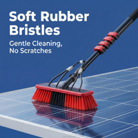 Kit de Cepillos de Limpieza Extensibles de Fibra de Carbono con Manguera y Cabezal de Cepillo Alimentado por Agua, Apto para Paneles Fotovoltaicos y Limpieza de Ventanas