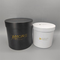Boîtes à bouquets de roses rondes sur mesure en matériaux recyclés avec laminage mat, gaufrage et revêtement UV - Emballage floral de haute qualité