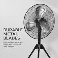 Ventilateur sur pied en métal de 20 pouces, électrique, oscillant, hauteur réglable, refroidissement intelligent, commande mécanique, base trépied