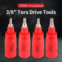 Clé à douille Torx isolée certifiée VDE 1000V, embout 3/8, en acier au chrome-vanadium, outils manuels industriels pour électriciens, OEM EXPLOIT 1