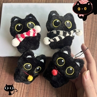Porte-clés en peluche chat noir mignon, pendentif chaton de dessin animé, jouet en peluche doux, porte-clés de voiture, décorations de sac, cadeaux pour enfants