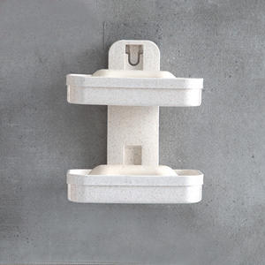 Étagère de rangement et <span class=keywords><strong>porte</strong></span>-<span class=keywords><strong>savon</strong></span> en plastique à faible quantité minimale de commande ensemble d'accessoires de décoration de salle de bain <span class=keywords><strong>sans</strong></span> <span class=keywords><strong>perçage</strong></span> avec drain pour une utilisation pratique - Product Image 3