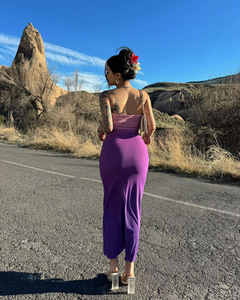 Vêtements pour femmes en gros, style européen et américain, été, <span class=keywords><strong>coupe</strong></span> ajustée, jupe crayon <span class=keywords><strong>mi</strong></span>-longue sexy sans bretelles à <span class=keywords><strong>dégradé</strong></span> de couleurs - Product Image 6