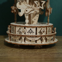 Décoration de bureau, puzzle en bois découpé au laser 3D, assemblage DIY, jouet carrousel pour les enfants de 5 à 7 ans