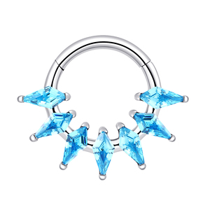 Piercing per Naso e Orecchio in Metallo Eterno con Zirconi Pavé, Anello per <span class=keywords><strong>Ombelico</strong></span> e Naso, Clicker a Segmento Incernierato, Gioielli per Piercing in Acciaio ASTM F136 Grado Impiantabile - Product Image 4