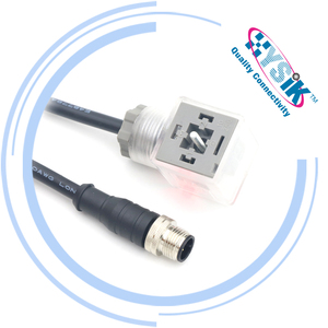 M12 nam 5 pin để DIN tạo thành một van kết nối 18 mét 2 + PE với LED chỉ số đôi End Pur Cáp lắp ráp cho máy bơm - Product Image 2