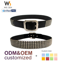 Ceinture en cuir carrée à rivets de style gothique Y2K de haute qualité, ajustable, avec boucle en métal argenté antique, accessoire personnalisé