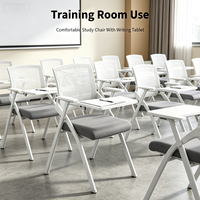Chaise de formation avec tablette d'écriture, chaise de bureau ergonomique à dossier en maille, chaise pliable confortable pour salle de réunion et salle de classe