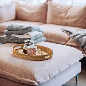 Vente en gros de plateau décoratif en rotin rond naturel avec nacre pour table basse ou décoration intérieure du Vietnam - Product Image 6