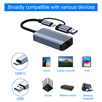 Fabrika OEM Çoklu Bağlantı Noktalı Dock 2'si 1 Arada USB3.0 Tip C - RJ45 1000Mbps Ağ Kartı PC Splitter Dönüşümü Çift Başlı Genişletme