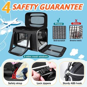 Transportín de mascotas de lados suaves aprobado por la aerolínea para gatos y perros pequeños Bolsa de transporte de mascotas expandible de alta calidad - Product Image 2