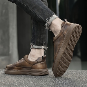 Men's Skateboarding Shoes Sneakers Loafers Skate Shoes Leather Air Hole Breathable Low-top <b>Flats</b> Handmade Summer Fashion Slip on - Product Image 6