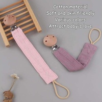 Chaîne Attache-Tétine en Coton Bestseller pour Nouveau-né, Clip en Bois de Hêtre Anti-Chute, Support Sucette, Cadeaux de Dentition Bébé